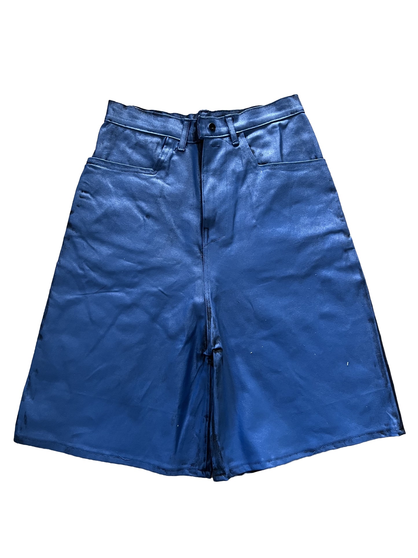 Blue Waxed Colossal Drop Shorts