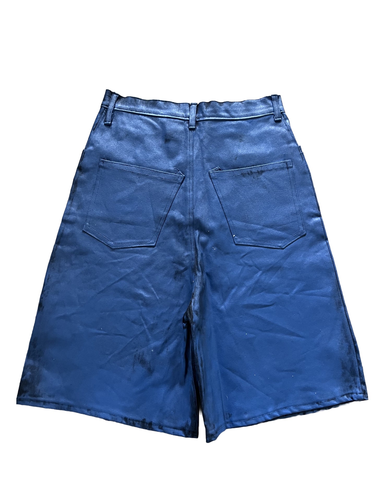 Blue Waxed Colossal Drop Shorts
